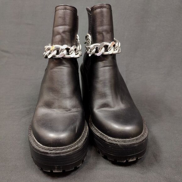 Steve Madden ♡ Madden Girl ♡ Kamora Platform Silver Chain Heeled Ankle Boots - Picture 2 of 8